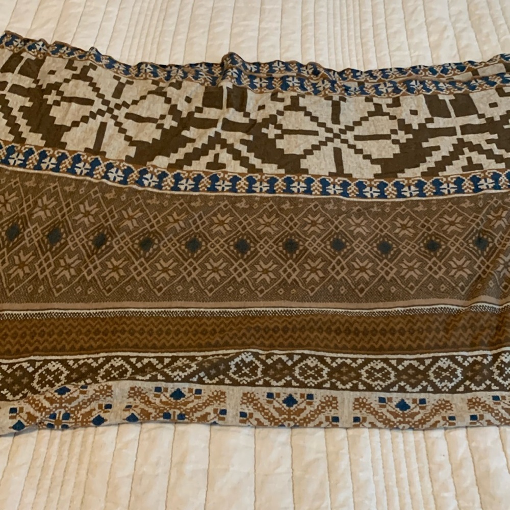 Brown cotton polyester blend scarf wrap